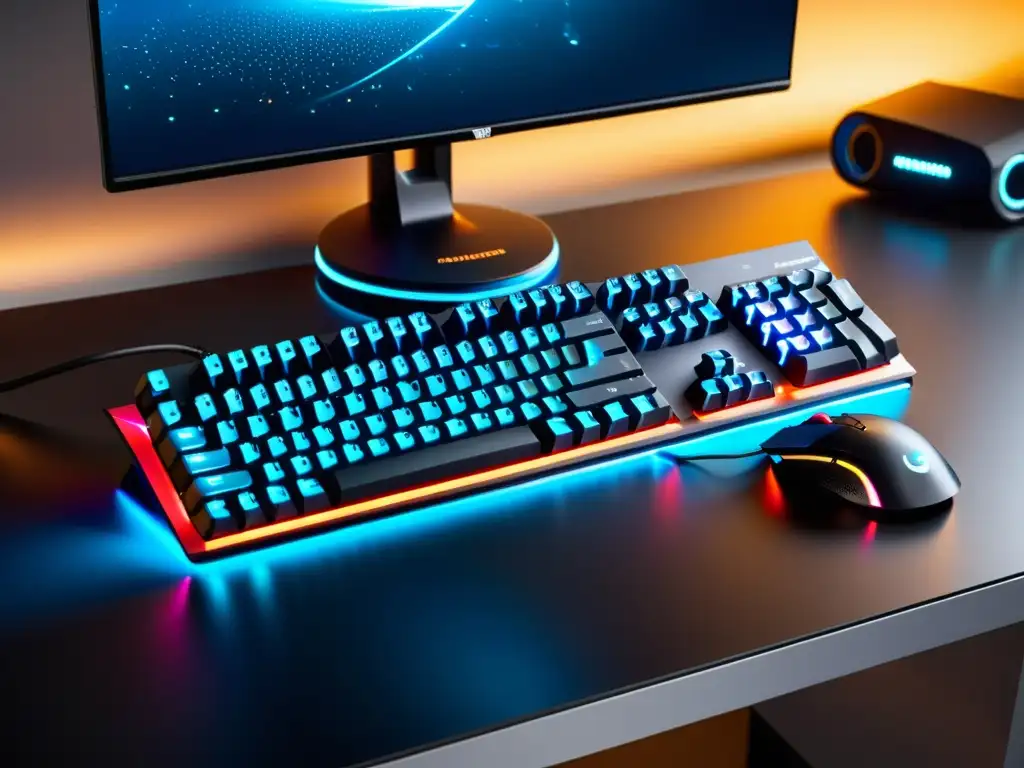 Un setup de juego moderno y exclusivo con accesorios gaming de alta calidad