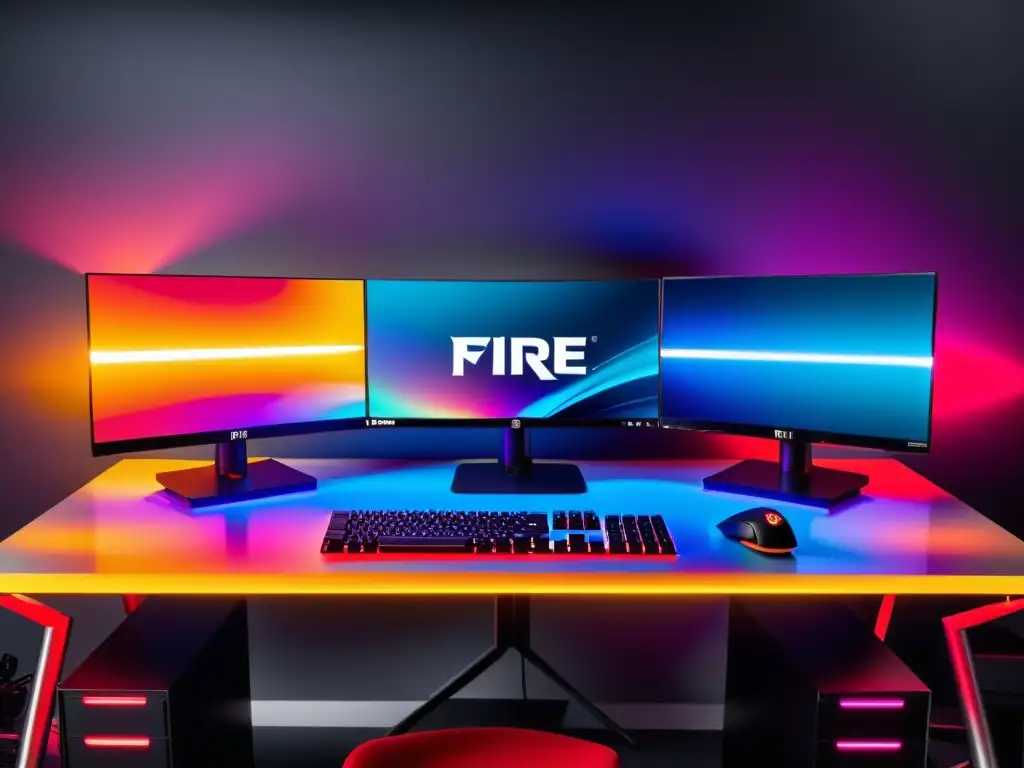 Setup profesional de gaming con las mejores cámaras y micrófonos para Free Fire, inmersión total en el juego y tecnología de vanguardia