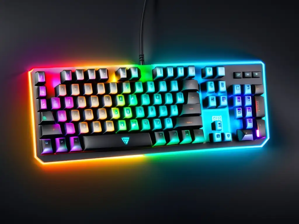 Teclado gaming para Free Fire con iluminación RGB personalizable y diseño moderno, en un setup minimalista y futurista