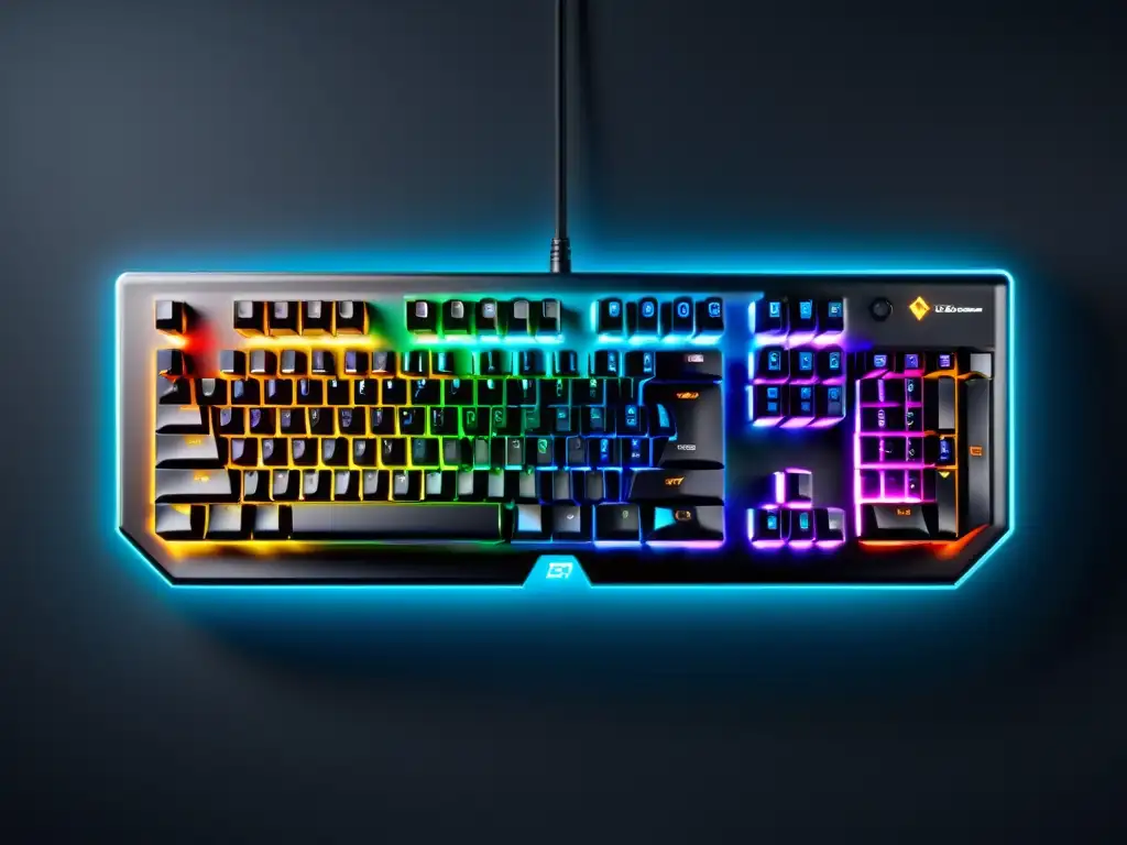 Topdown de teclado gaming con luces RGB personalizables y teclas mecánicas, perfecto para Free Fire