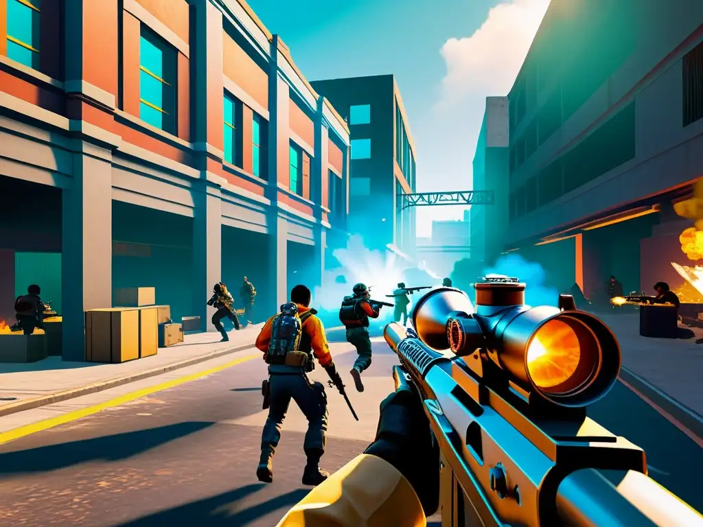 Vibrante ilustración detallada de juego FreeFire con tácticas visuales