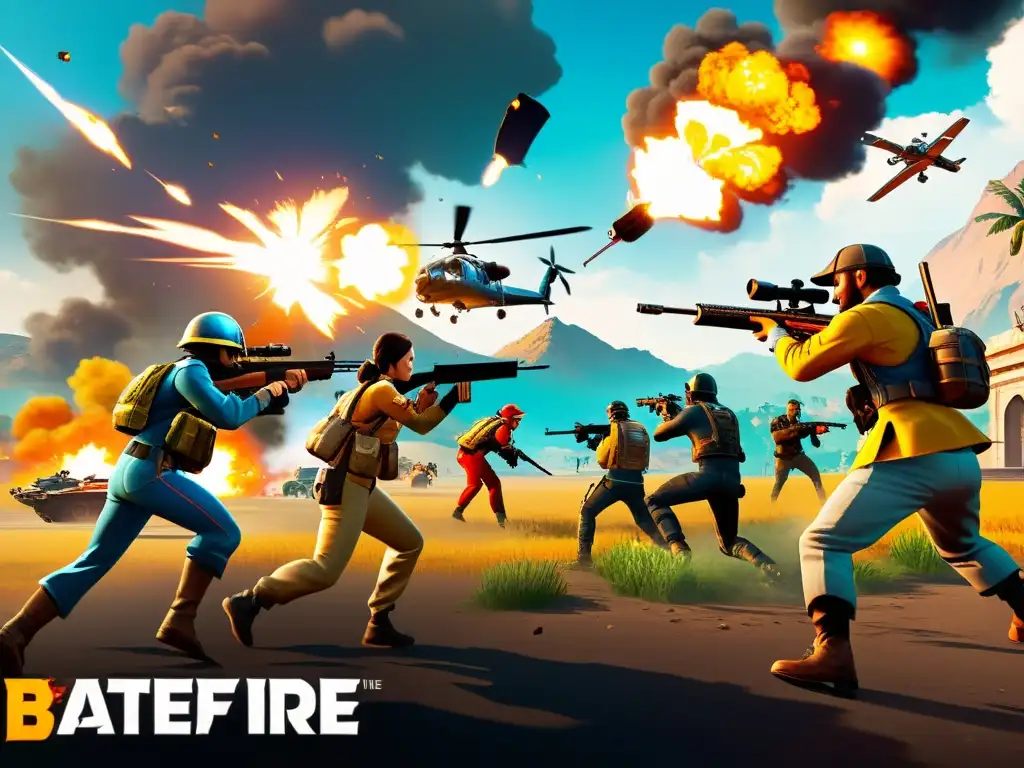 Vibrante escena de combate estratégico en Free Fire, reflejando la intensidad y competitividad del juego