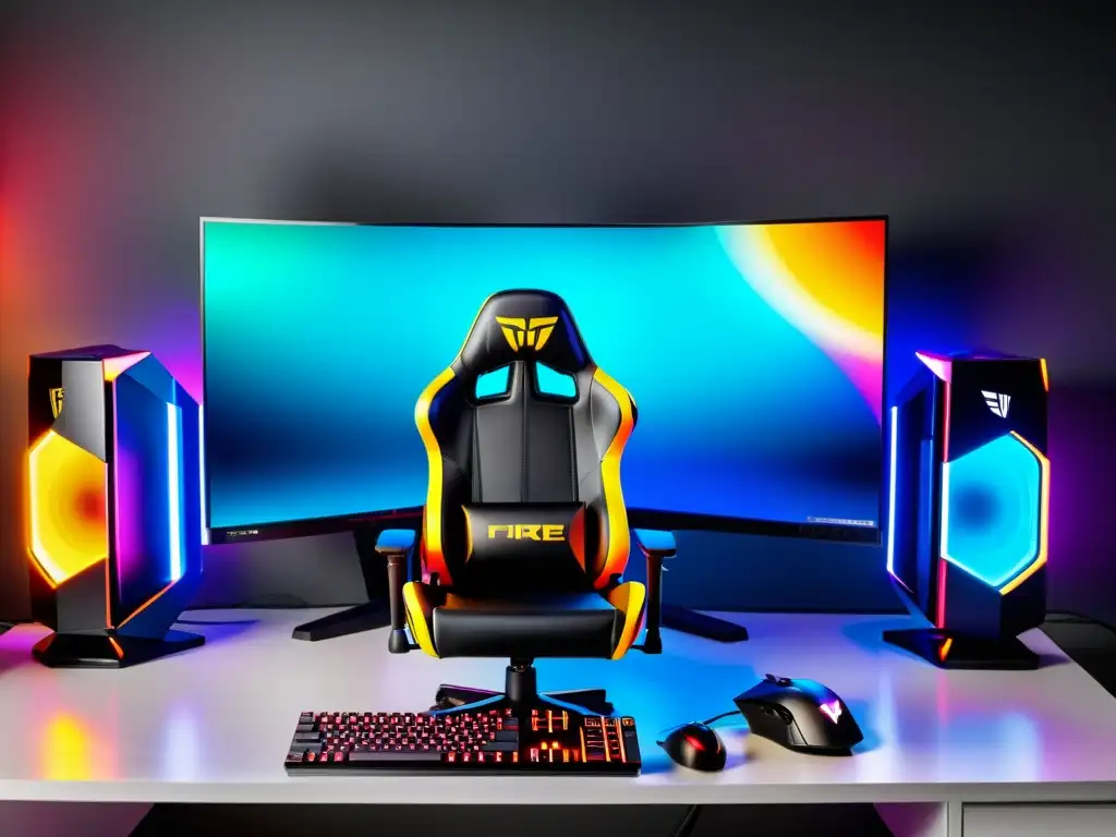 Vibrante setup gaming con accesorios exclusivos y cupones FreeFireMania