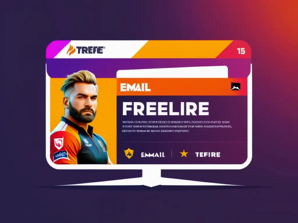 Un vibrante template de email para jugadores FreeFire, con colores llamativos, tipografía audaz y gráficos dinámicos