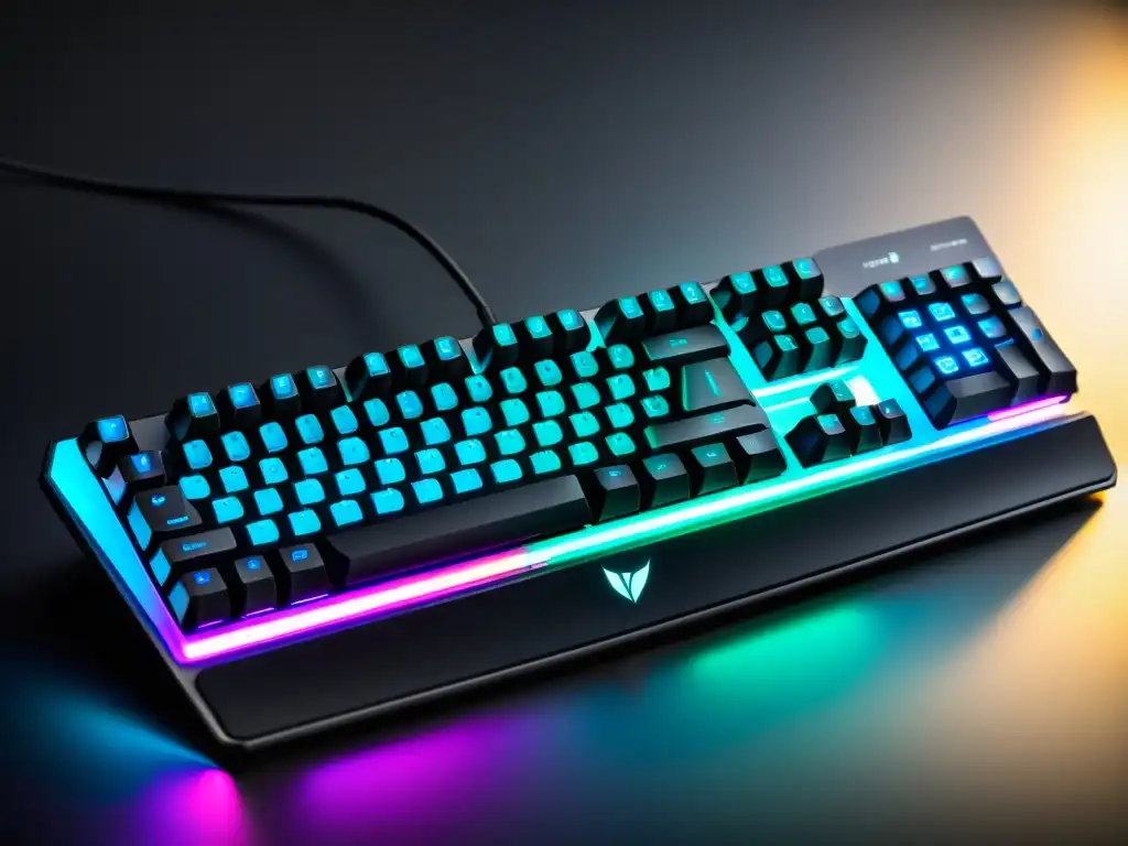 Vista impresionante del mejor teclado mecánico para gamers en un entorno de juego vibrante y moderno