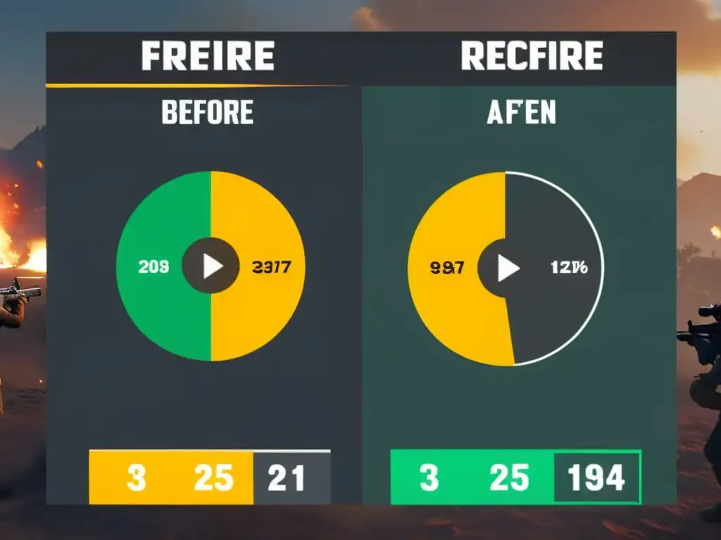 Comparación visual de la actualización armas FreeFire 2021, mostrando mejoras en el balance y rendimiento de las armas en el juego